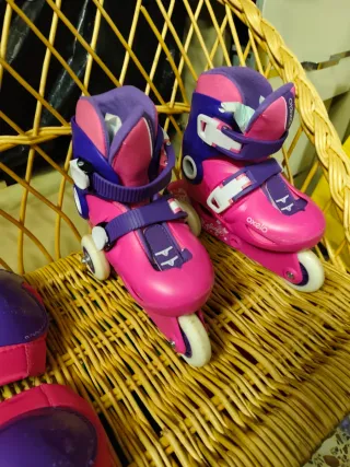 Pack Patinaje Niña Oxelo Rosa y Morado