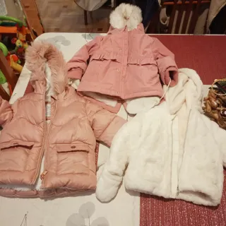 Abrigos niña rosa y blanco