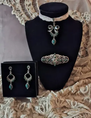 Aderezo huertana fallera verde y plata