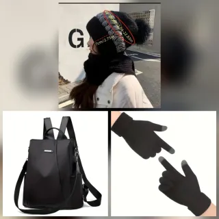 Conjunto invierno: gorro, bufanda y guantes