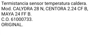 Sonda/termistancia Caldera Chaffoteaux