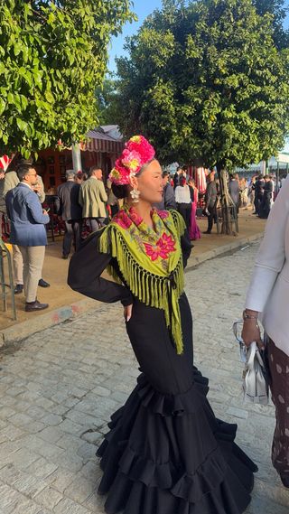 Traje de flamenca//traje de gitana negro y verde