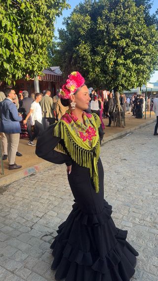 Traje de flamenca//traje de gitana negro y verde