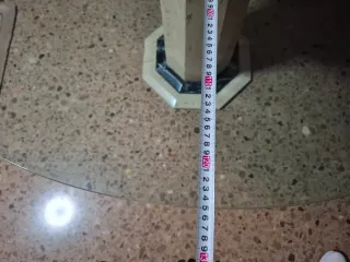 Mesa redonda cristal y pie mármol