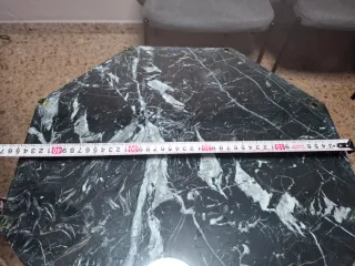 Mesa redonda cristal y pie mármol