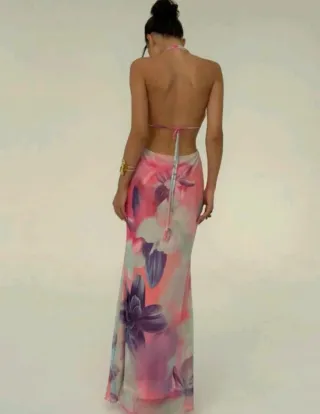 Vestido largo floral celebraciones