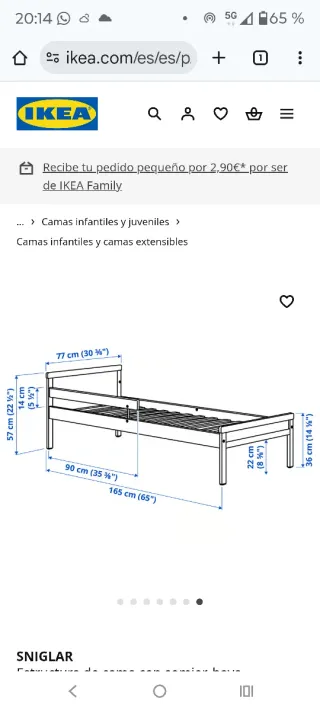 Cama infantil SNIGLAR IKEA