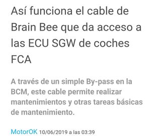 Adaptador diagnosis SGW-04 Cable FCA Jeep Fiat