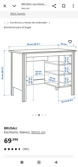Escritorio Blanco Ikea Brusali