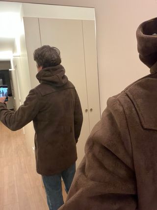 Parka Zara Ante y Borrego con Capucha Marrón NUEVA