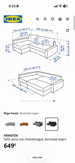 Sofá cama FRIHETEN de Ikea