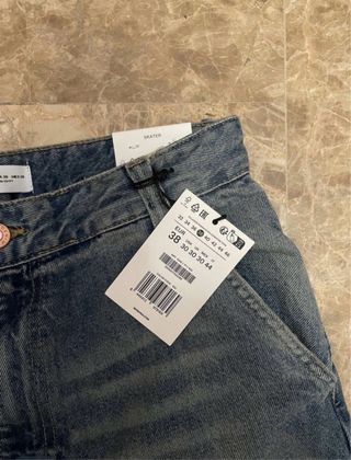 Pantalón vaquero ancho skater azul