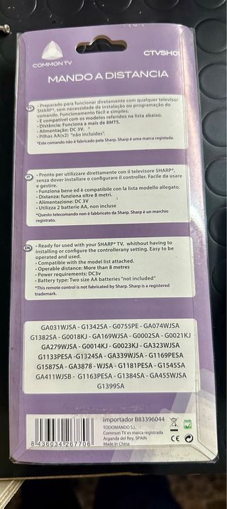 Mando a distancia sharp LCD TV CTVSH01