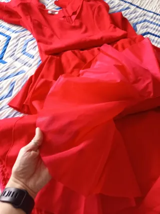 Traje de flamenca rojo volantes