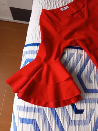 Traje de flamenca rojo volantes