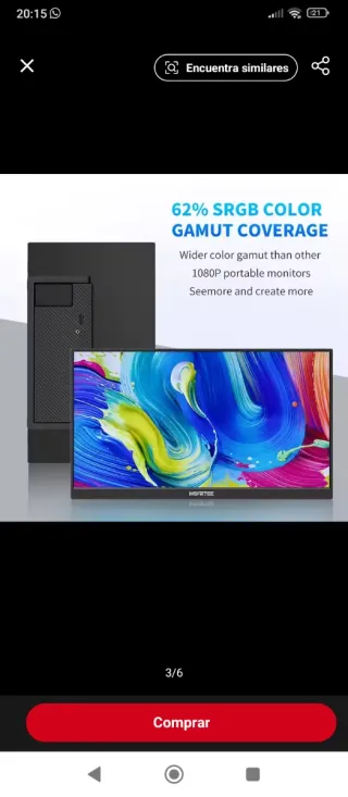 Monitor Portátil HGFRTEE 15.6 Negro