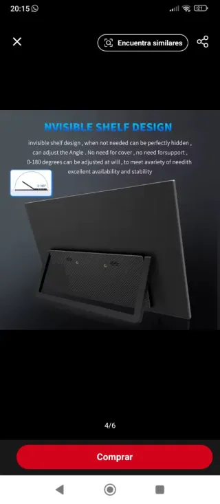 Monitor Portátil HGFRTEE 15.6 Negro