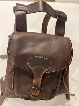Mochila zurrón cuero serraje oscuro nuevo