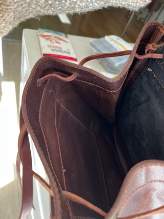 Mochila zurrón cuero serraje oscuro nuevo