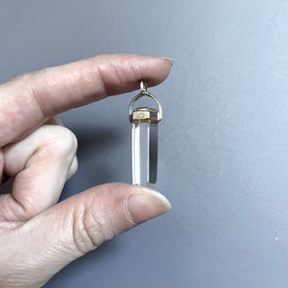 Colgante péndulo plata y cristal, largo 3.9 cm