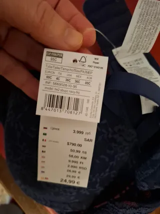 Sujetador Woman Secret azul con etiquetas