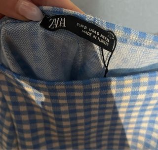 Vestido cuadros azul con abertura