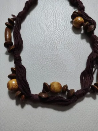 Collana artigianale spago e legno