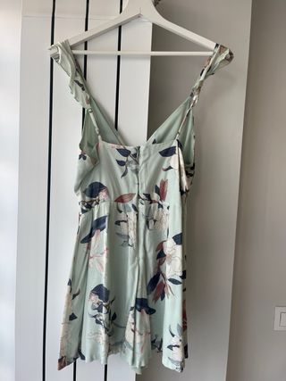 Mono corto floral azul verdoso pastel