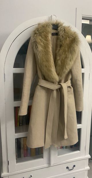 Abrigo Zara Lana Beige Talla XS