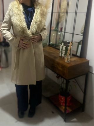 Abrigo Zara Lana Beige Talla XS