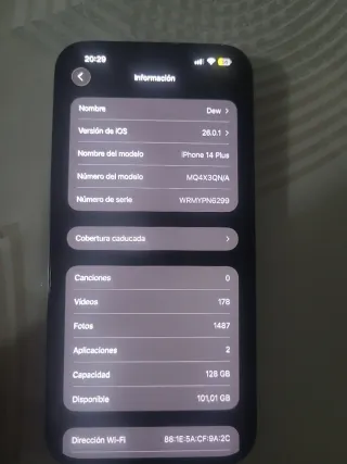 iPhone 14 Plus 128GB para piezas  LEER BIEN !