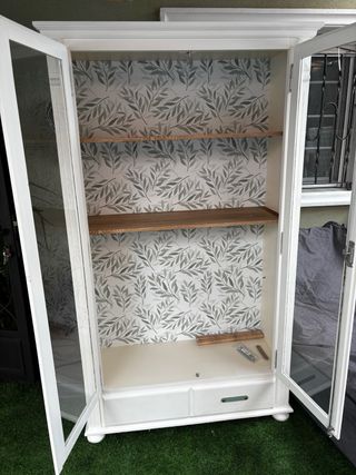 Armario Vitrina Blanco Restaurado Vintage