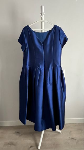 Vestido madrina seda mikado azul