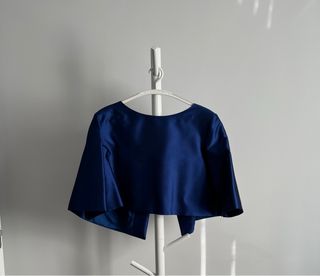 Vestido madrina seda mikado azul