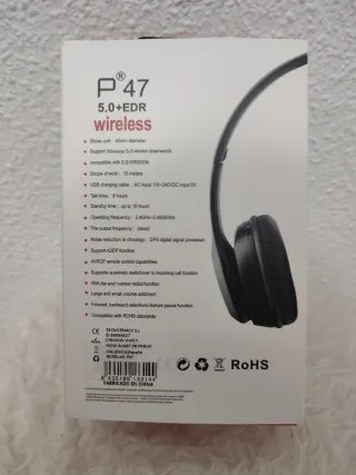 Auriculares P47 Negros Nuevos