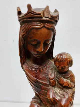 Talla madera Virgen con Niño antigua