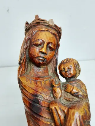 Talla madera Virgen con Niño antigua