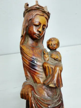 Talla madera Virgen con Niño antigua