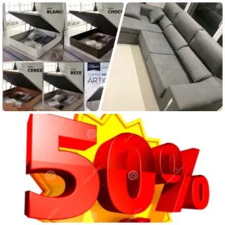 Canapé abatible tela y madera