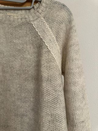 Jersey punto beige y gris