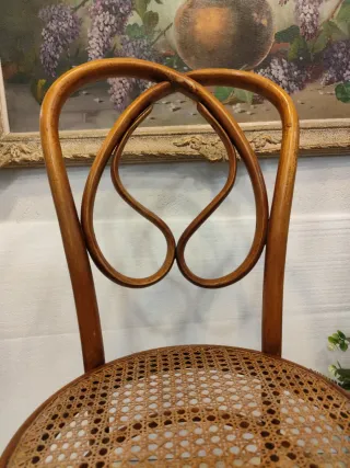 4 Sedie Thonet in Legno e Rattan