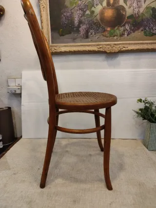 4 Sedie Thonet in Legno e Rattan