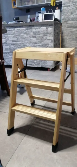 Scala in legno 2 gradini pieghevole