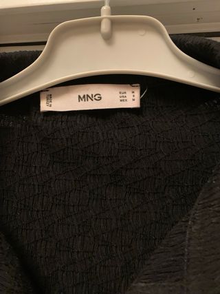 Camisa Mango Negra Texturizada