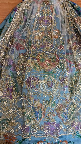 Traje Fallera Manga Larga Azul Multicolor