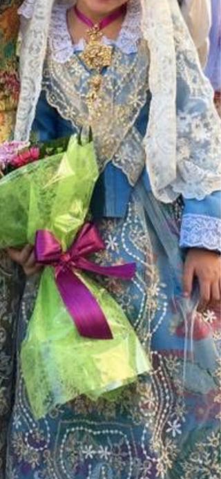 Traje Fallera Manga Larga Azul Multicolor