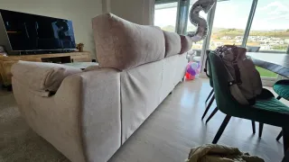 Sofá chaise longue tela beige/rosado URGE VENTA