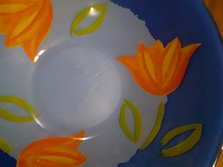 Luminarc Cuencos Azules con Flores Naranjas