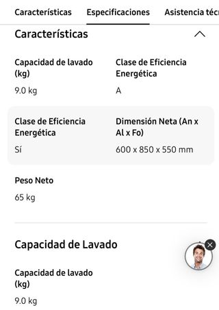 Lavadora Samsung carga frontal