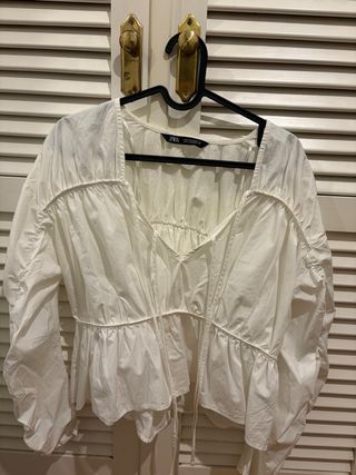 Camisa Zara blanca manga larga
